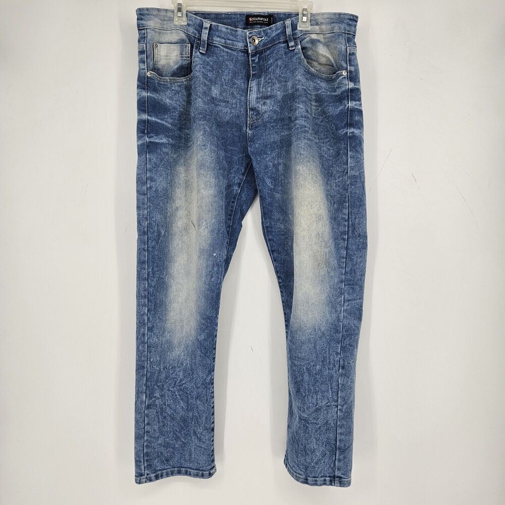 Vintage Southpole Jeans Mens 38x30‎ Light Acid Wash Blue Skinny Y2K Style